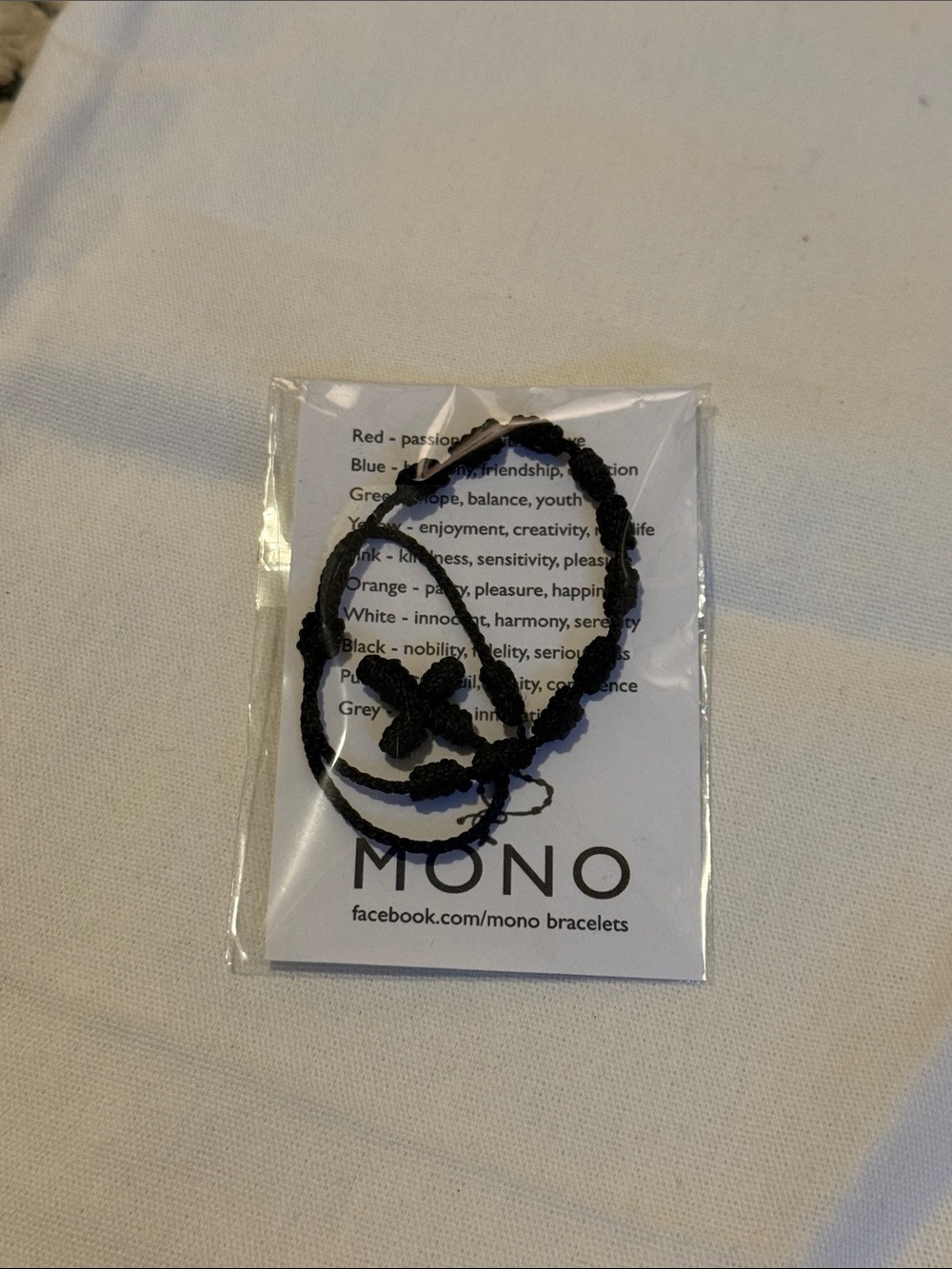 MONO Black Knotted Cord Decenario Bracelet with Cross - NEW